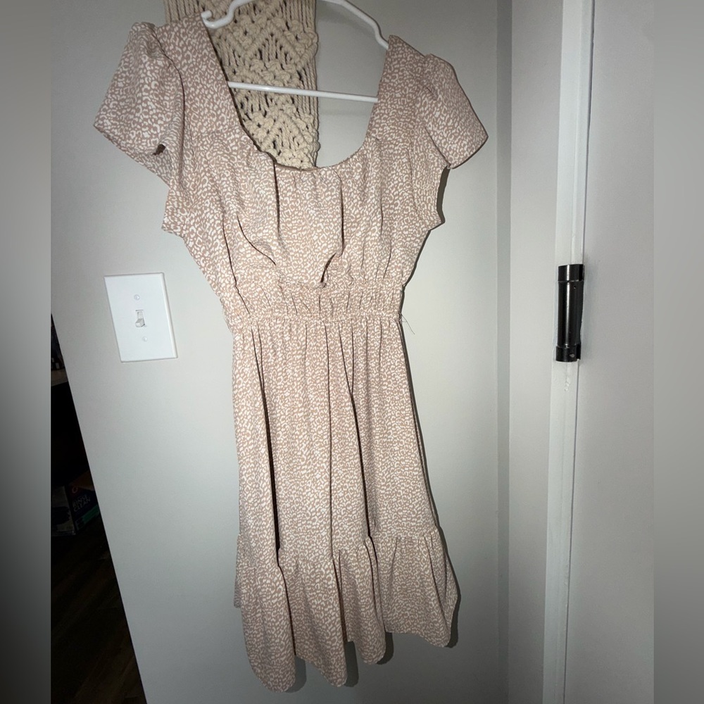 Altar'd State Cream and Tan Leopard Mini Dress